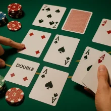 Основные действия игрока в блэкджеке — hit, stand, double, split, surrender